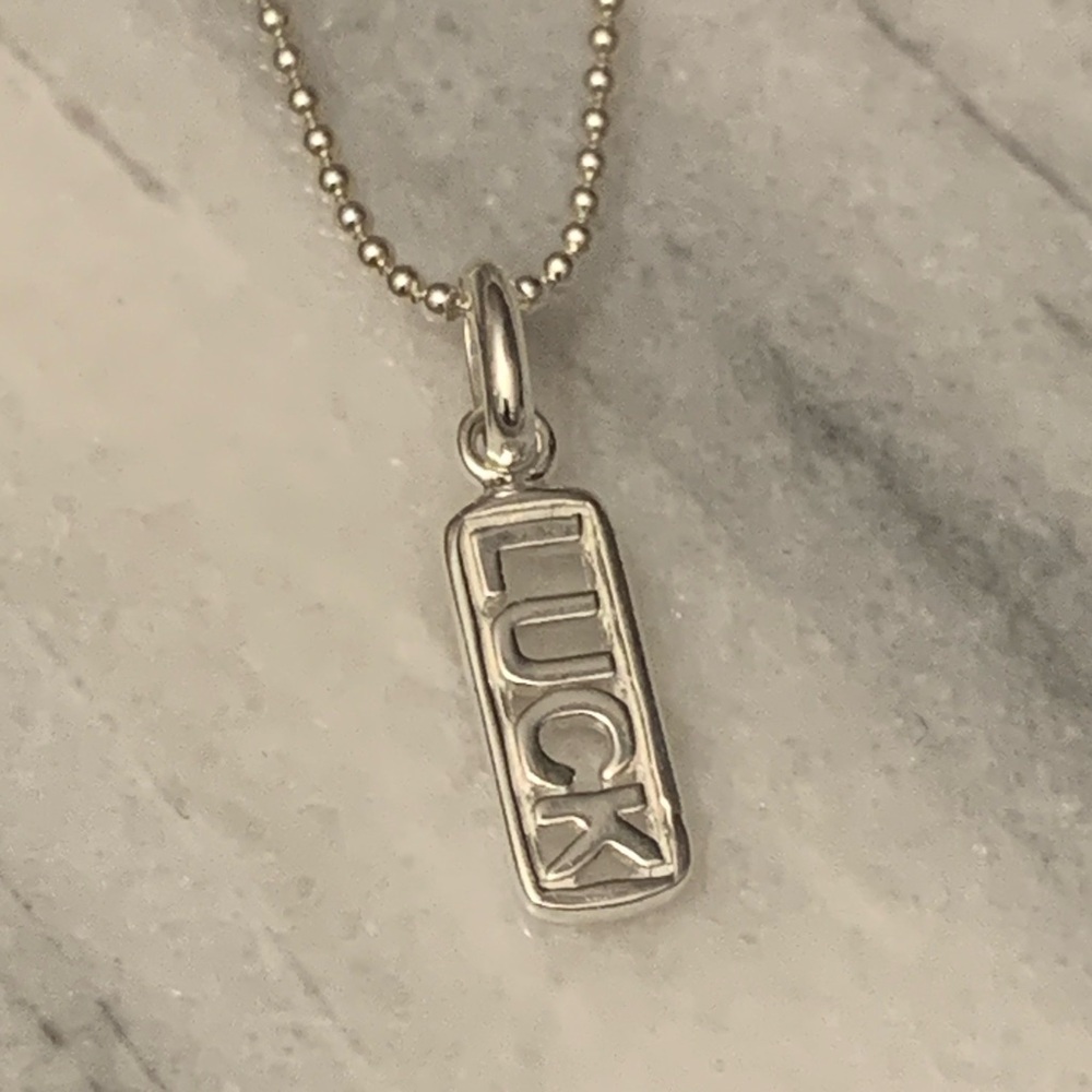 Sterling Silver .925  'LUCK' Pendant Necklace 16”